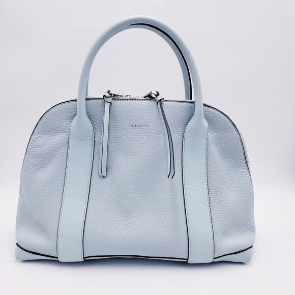 Coach Preston Bleeker Satchel Purse Dome Satchel Robins Egg Blue Pebbled Leather - Picture 3 of 10